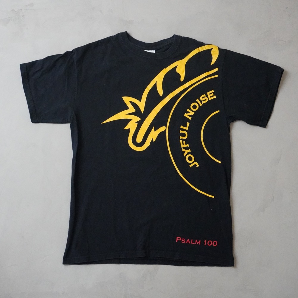 Gildan Ultra Cotton Joyful Noise Psalm 100 T-Shirt Medium Mens Black Religious